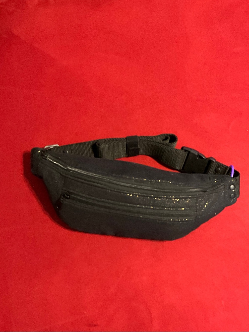 Black Waist Pack Fanny Pack / Crossbody with Subtle Gold Sparkle
